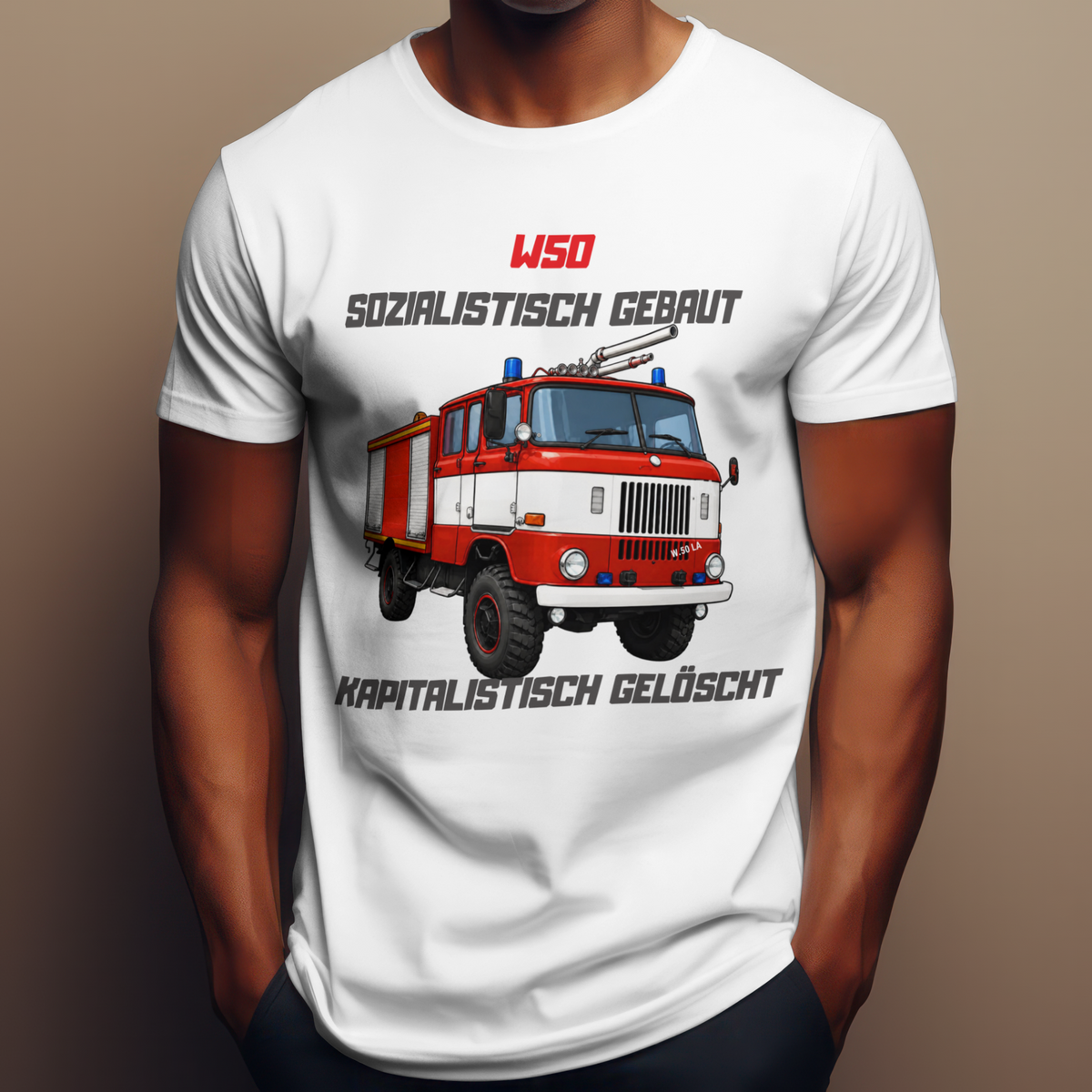 W50 Feuerwehr T-Shirt Unisex mit Ostalgie-Spruch