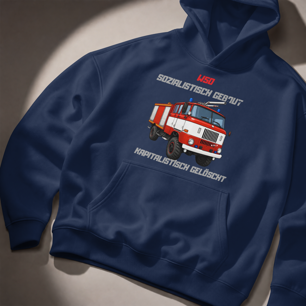 W50 Feuerwehr Hoodie mit Ostalgie-Spruch