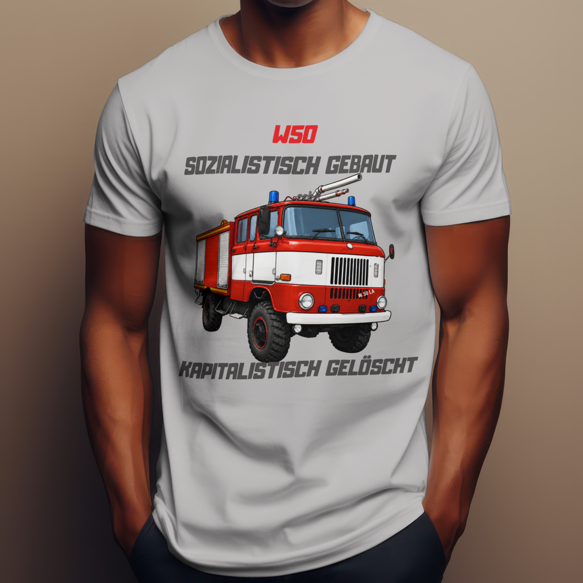 W50 Feuerwehr T-Shirt Unisex mit Ostalgie-Spruch