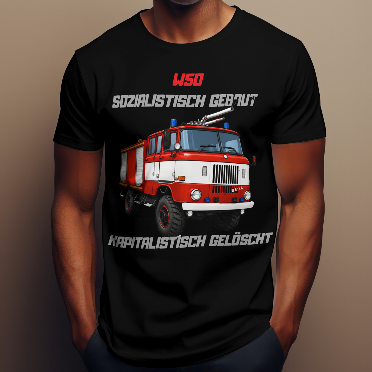 W50 Feuerwehr T-Shirt Unisex mit Ostalgie-Spruch
