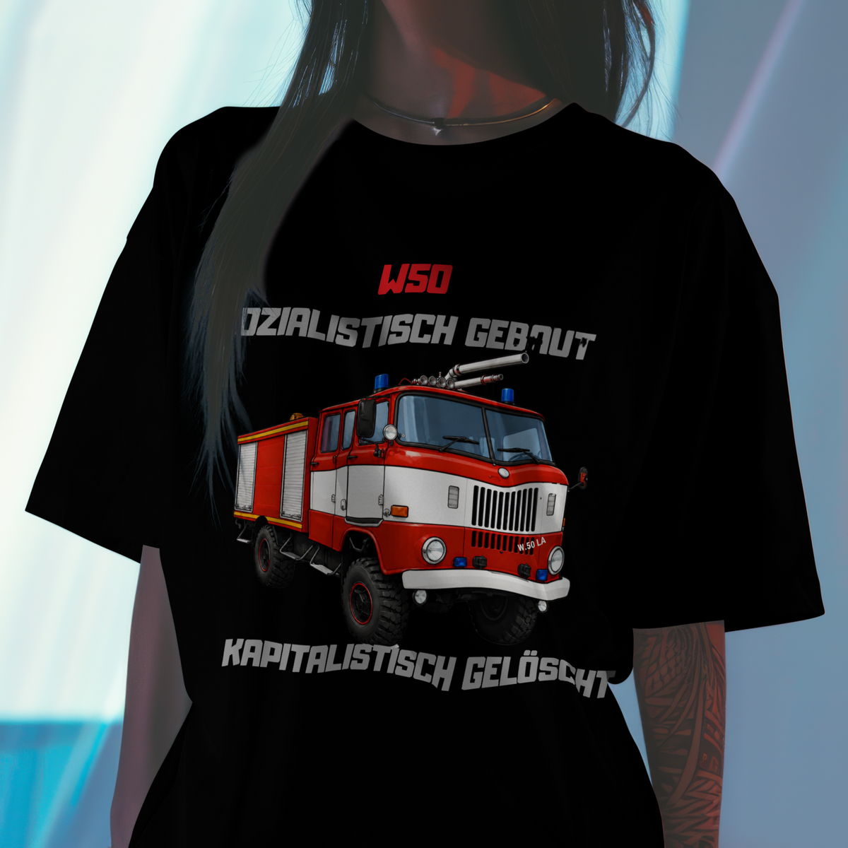 W50 Feuerwehr T-Shirt Unisex mit Ostalgie-Spruch