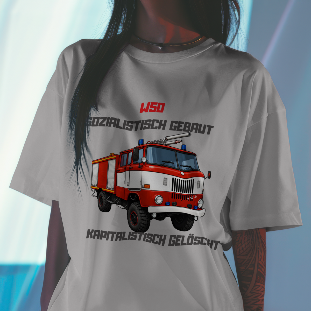 W50 Feuerwehr T-Shirt Unisex mit Ostalgie-Spruch